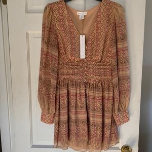 House of Harlow 1960 Shona Joy V-neck Metallic Shimmer Mini Dress Size S